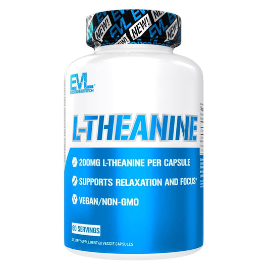 EVLution Nutrition L-Theanine Support Focus and Relaxation 200 mg 60 Veg Capsules 60 Servings