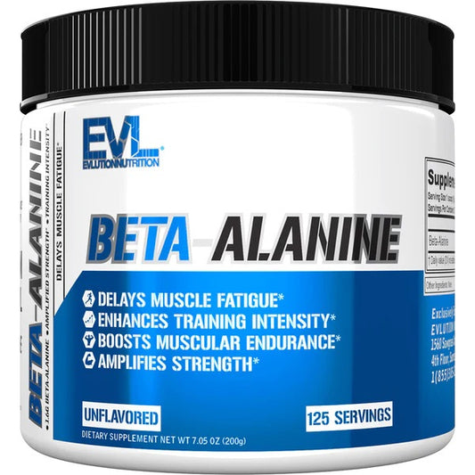 EVLution Beta Alanine 200g 125 Servings Unflavoured Boost Strength Delays Muscle Fatigue