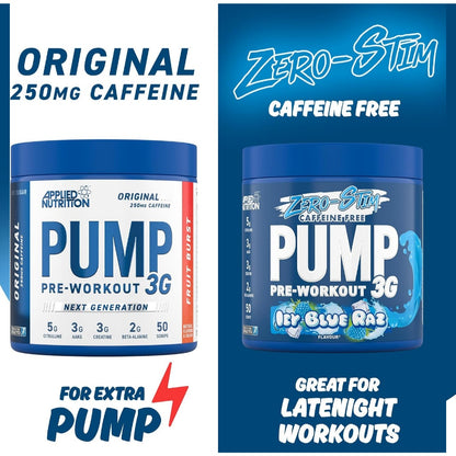 Applied Nutrition Pump 3G Zero Stim 375g – Caffeine-Free Pre-Workout for Muscle Pump, 25 Servings