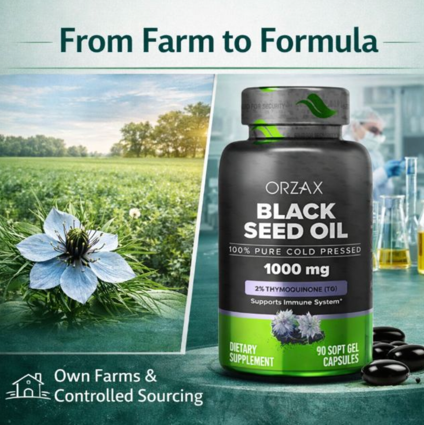Black Seed Oil 1000 mg 60/90 Organic Cold Pressed Soft Gel Capsules