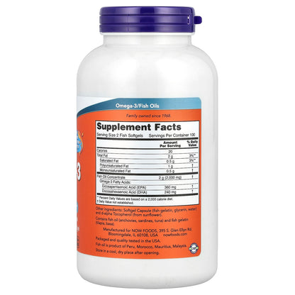 NOW Omega 3 鱼油 200 粒