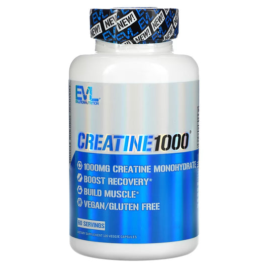 EVLution Nutrition Creatine 1000 Build Muscle Muscle Recovery Lean Muscle Boost Endurance 60 servings 120 Veggie Capsules