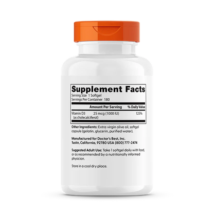 Doctor's Best Vitamin D3, 180 Softgels