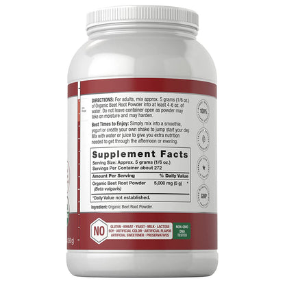 Horbaach Organic Beet Root Powder Raw Superfood Vegan 3LB 272 Servings
