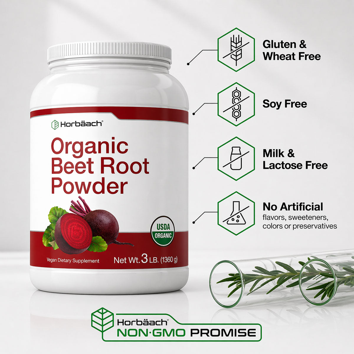 Horbaach Organic Beet Root Powder Raw Superfood Vegan 3LB 272 Servings