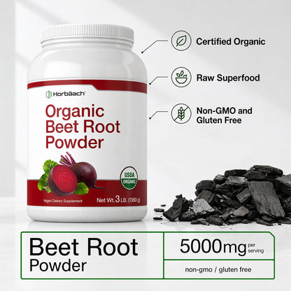 Horbaach Organic Beet Root Powder Raw Superfood Vegan 3LB 272 Servings