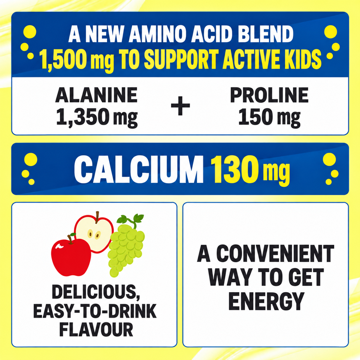 Amino VITAL Guts Gear Kids Sports Energy Jelly Drink – Amino Acids, Calcium & Citric Acid, 6, 12 or 24 Pack