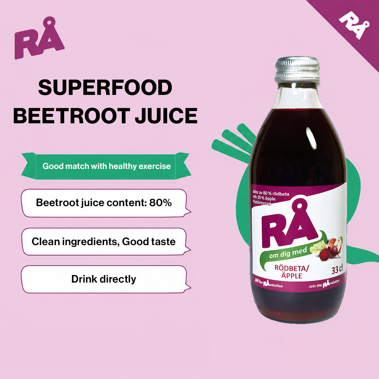 Swedish Beetroot Apple Juice 330ml – 3,6 Bottles | Natural Juice for Sports, Marathon & Daily Wellness