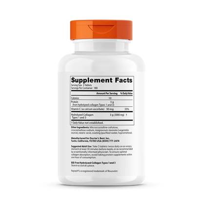 Doctor's Best Collagen Types 1 and 3 with Vitamin C and Peptan