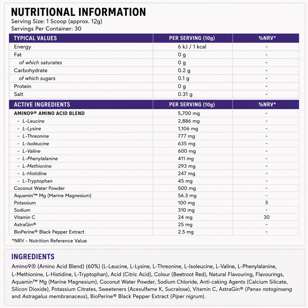 MyProtein EAA Powder 360g 30 Servings