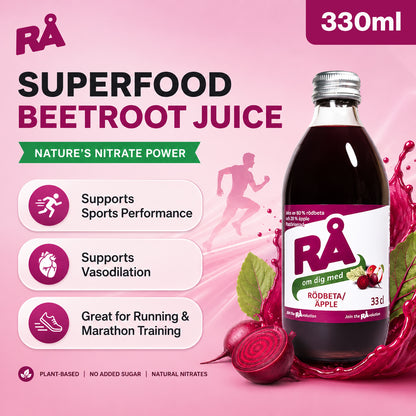 Swedish Beetroot Apple Juice 330ml – 3,6 Bottles | Natural Juice for Sports, Marathon & Daily Wellness
