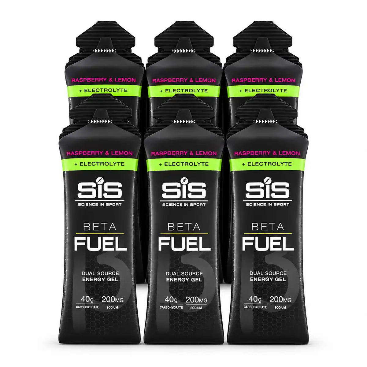 SiS BETA Fuel + Electrolyte Energy Gel Raspberry and Lemon 6 Pack