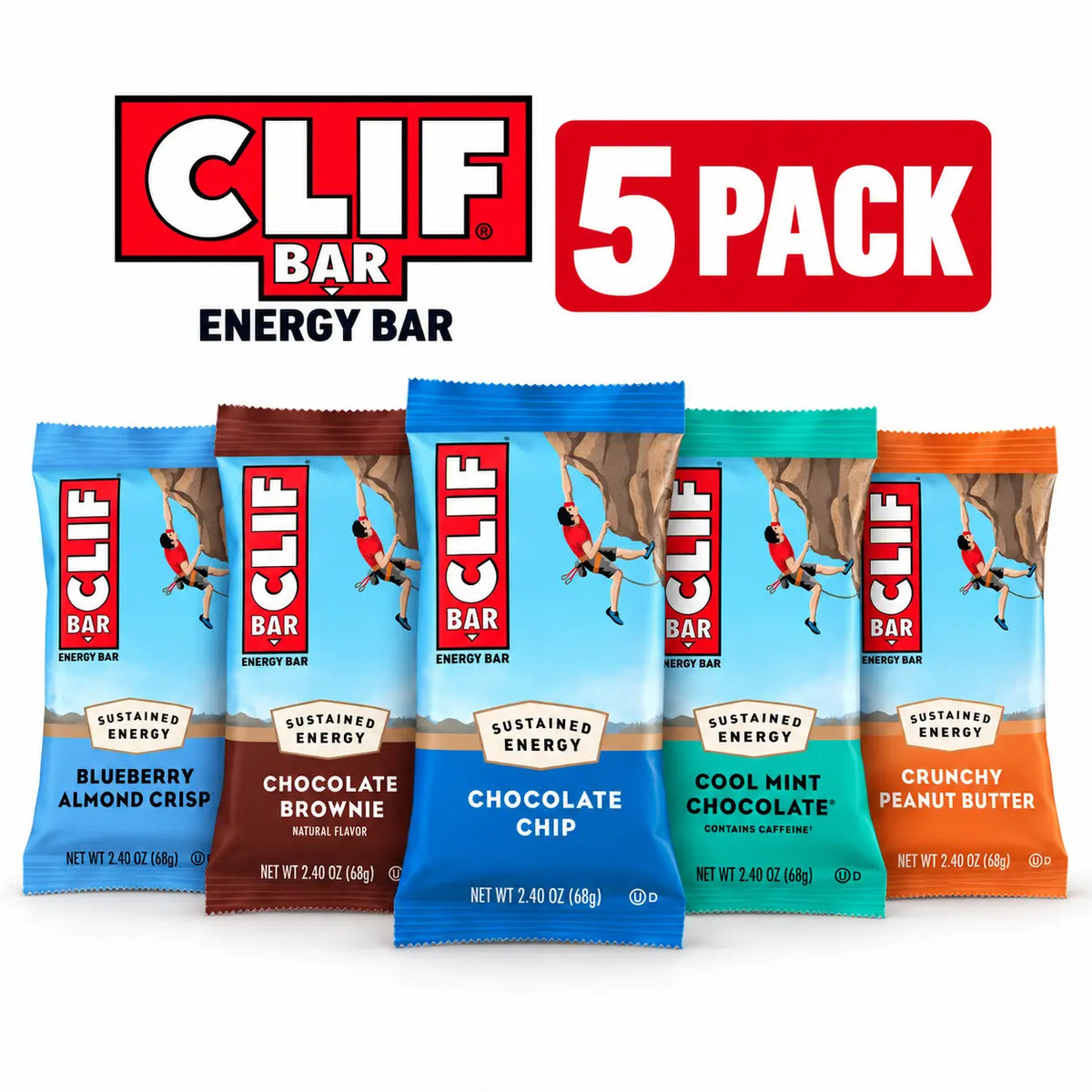 CLIF BAR Energy Bar 5 Pack with selected flavours