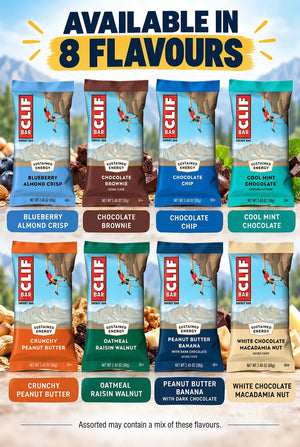 CLIF BAR Energy Bar flavour range with eight Racepack stocked flavours