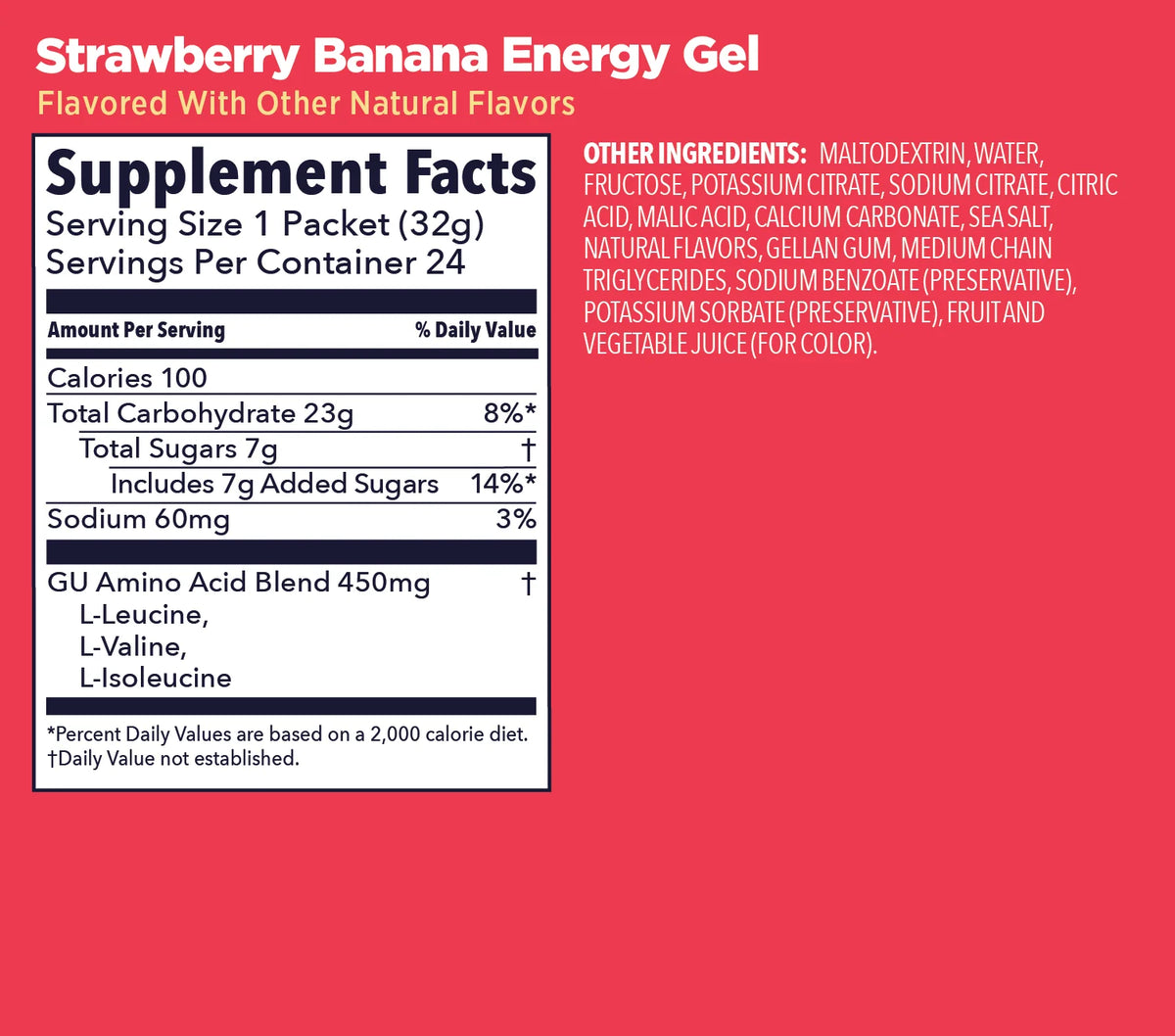 GU Original Energy Gel Strawberry Banana 32g Supplement Facts
