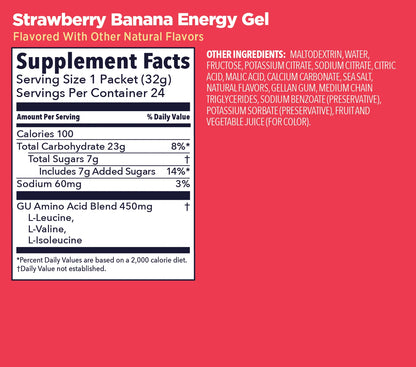 GU Original Energy Gel Strawberry Banana 32g Supplement Facts