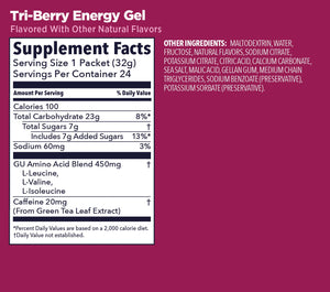 GU Original Energy Gel Tri-Berry 32g Supplement Facts