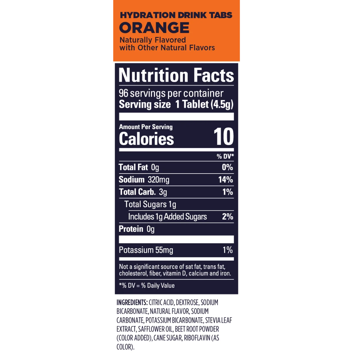 GU Hydration Tabs Orange nutrition facts