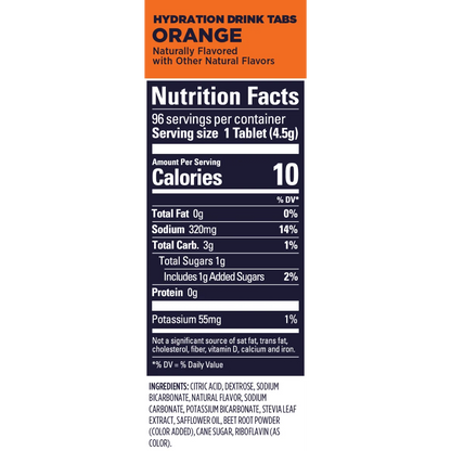 GU Hydration Tabs Orange nutrition facts