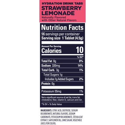GU Hydration Tabs Strawberry Lemonade nutrition facts