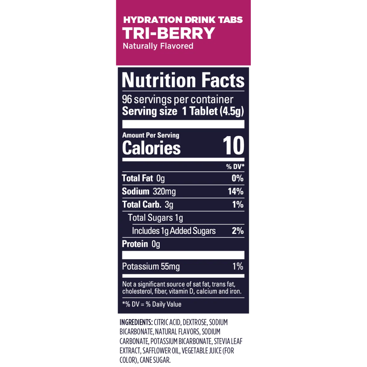 GU Hydration Tabs Tri-Berry nutrition facts