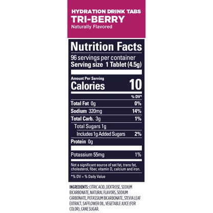 GU Hydration Tabs Tri-Berry nutrition facts