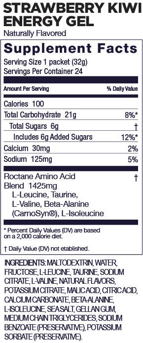 GU Roctane Energy Gel Strawberry Kiwi single 32g Supplement Facts