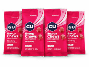 GU Energy Chews Strawberry caffeinated 4 pack