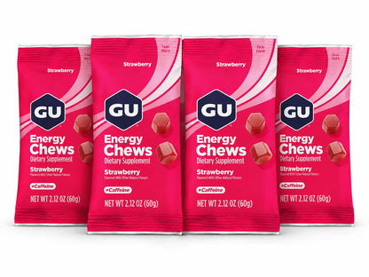 GU Energy Chews Strawberry caffeinated 4 pack