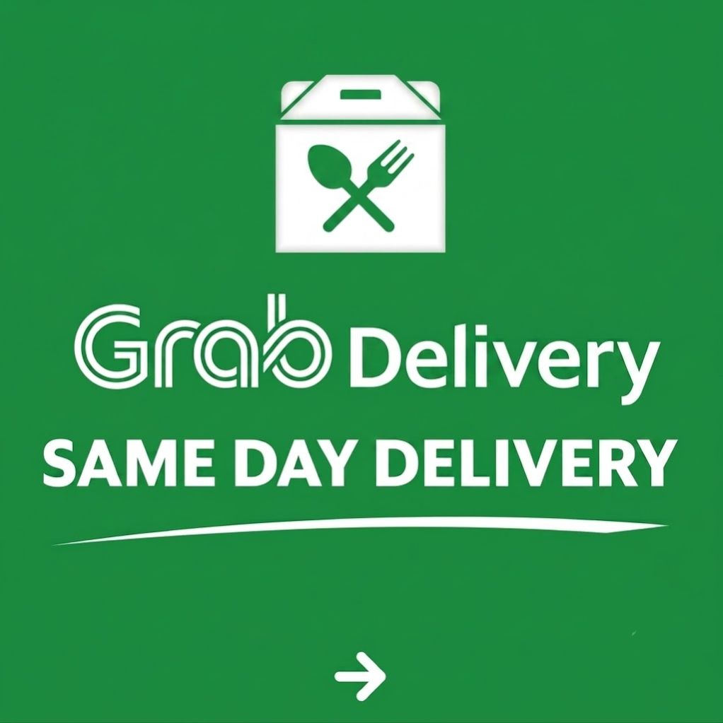 Grab Delivery logo with Grab Delivery same day delivery text
