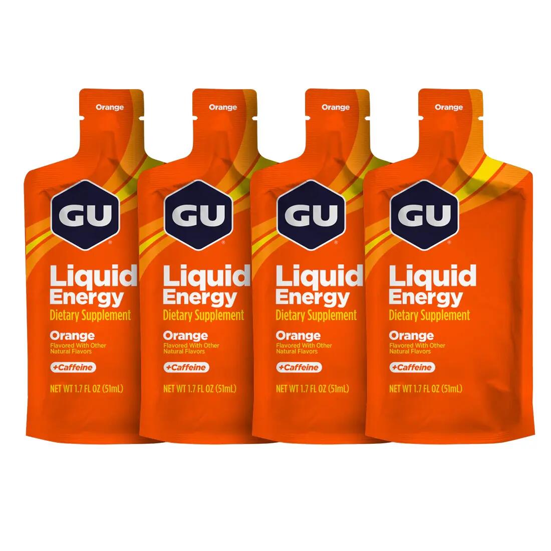 GU Liquid Energy Gel Orange 51ml caffeinated energy gel 4 pack