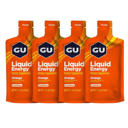 GU Liquid Energy Gel Orange 51ml caffeinated energy gel 4 pack