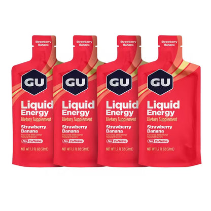 GU Liquid Energy Gel Strawberry Banana 51ml non-caffeinated energy gel 4 pack