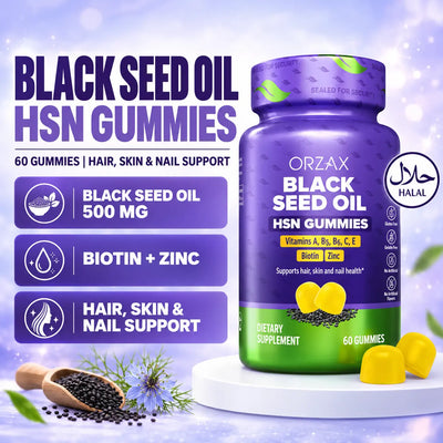 Orzax Black Seed Oil Hair, Skin & Nail Gummies