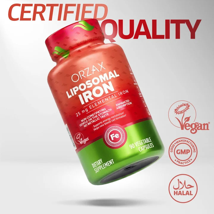 Orzax Liposomal Iron certified quality Halal GMP and ISO