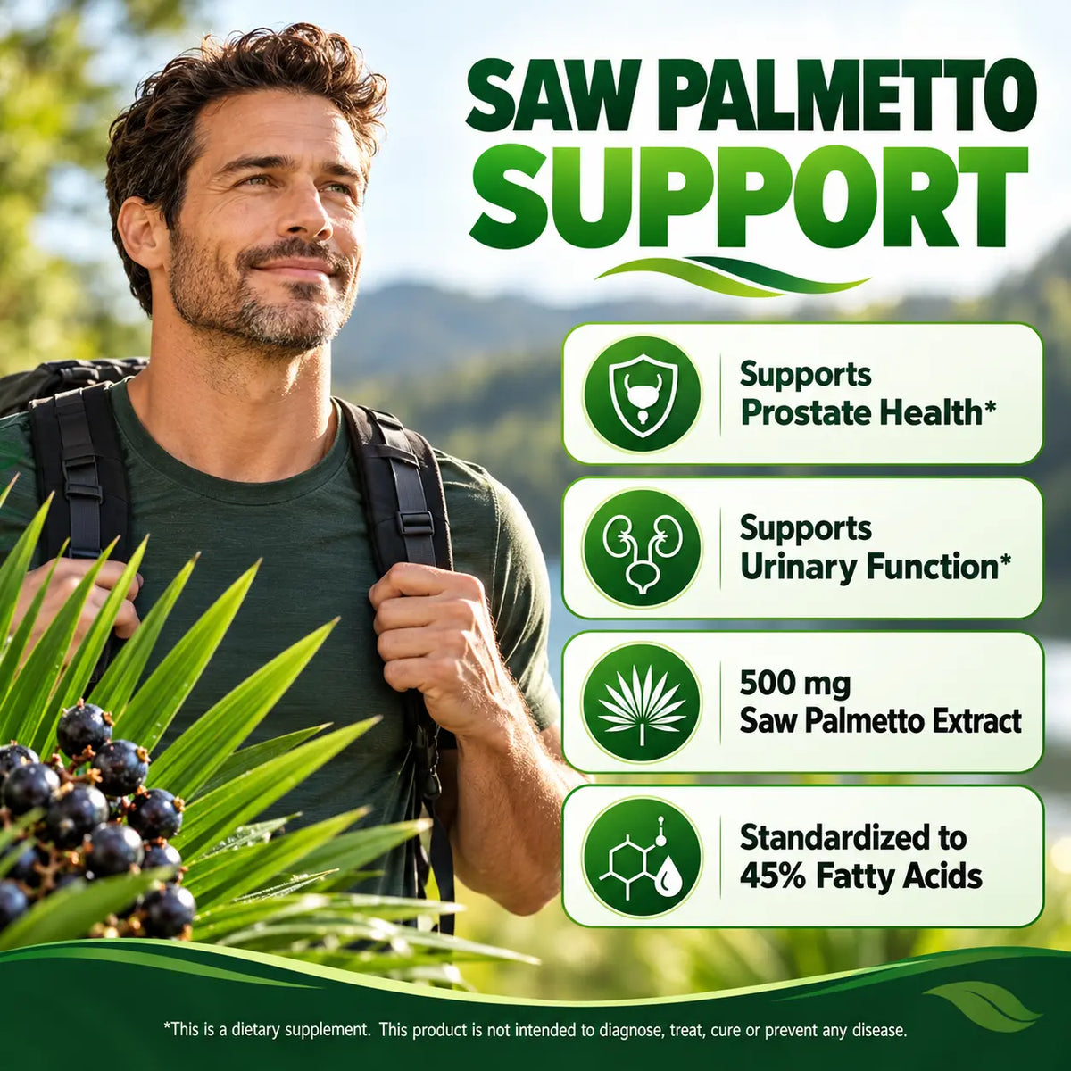 Orzax Saw Palmetto support for prostate health urinary function with 500mg standardized extract