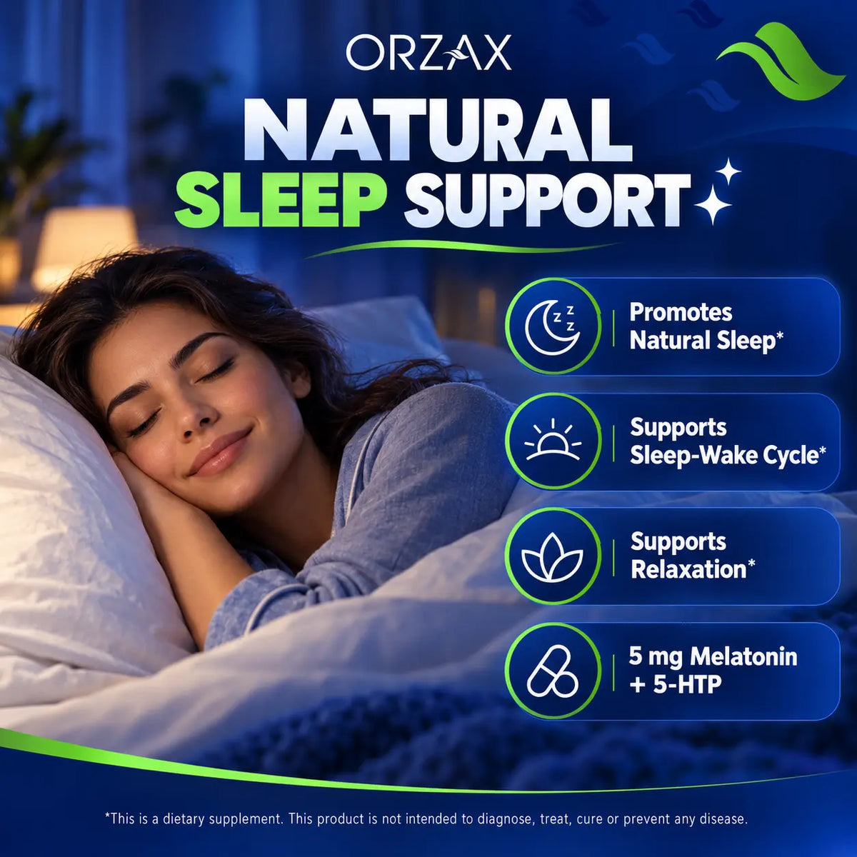 Orzax Sleep support for natural sleep relaxation and sleep wake cycle