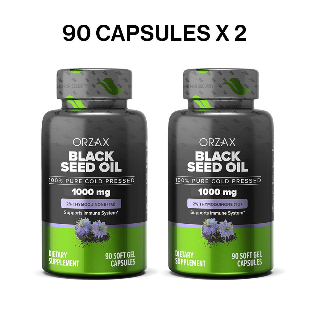 Orzax Black Seed Oil 1000 mg 90 Softgels x 2