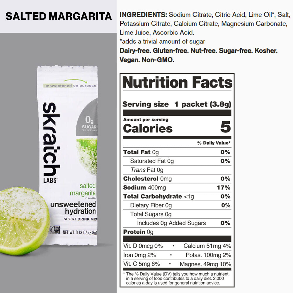 Skratch Labs Unsweetened Hydration Sport Drink Mix Sugar-Free 10/20 Pack