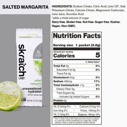 Skratch Labs Unsweetened Hydration Sport Drink Mix Sugar-Free 10/20 Pack