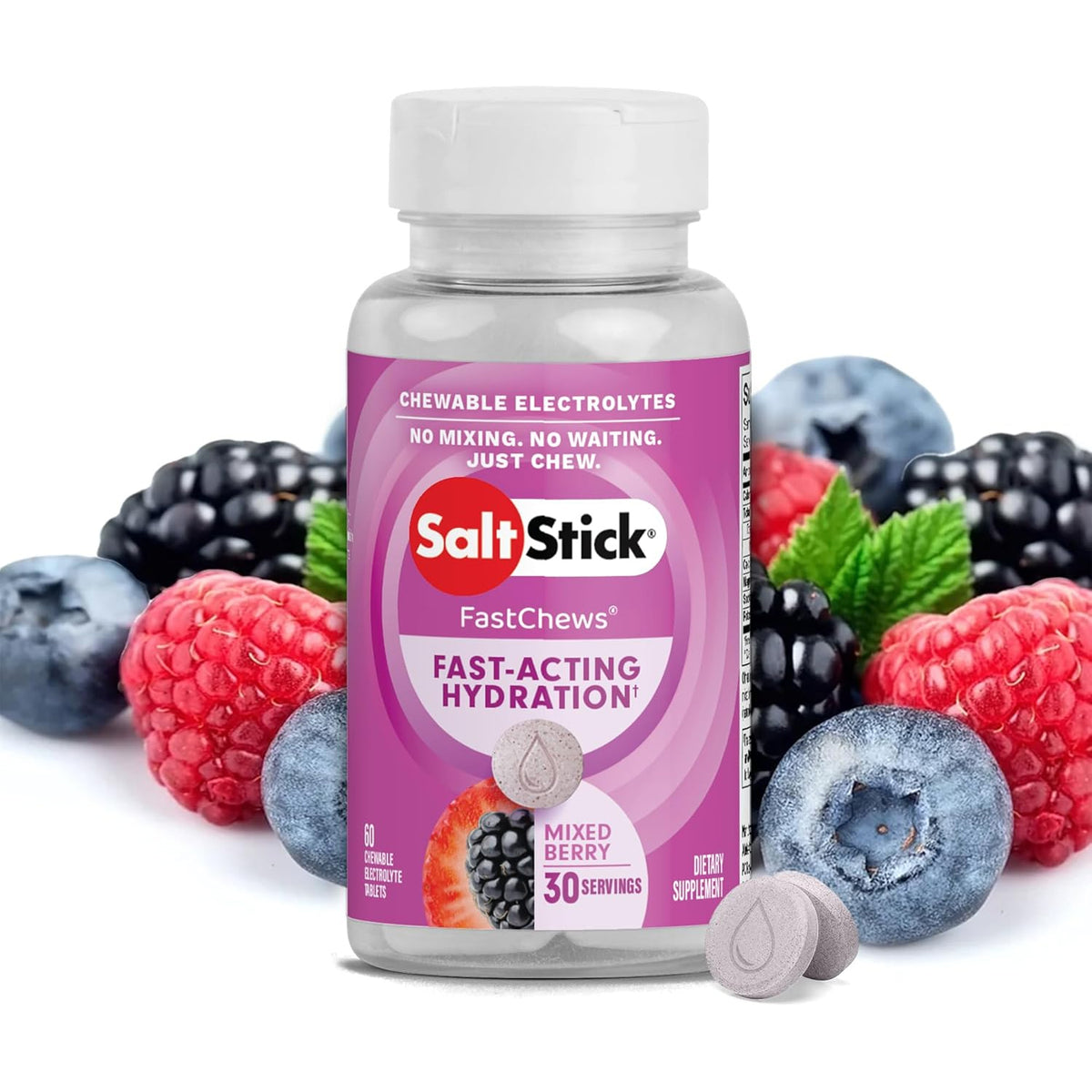 SaltStick FastChews Mixed Berry 60-tablet bottle