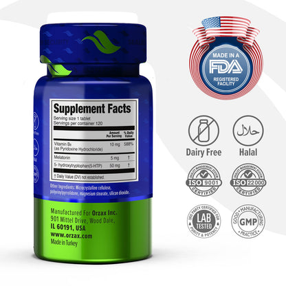 Sleep Melatonin 5 mg Vitamin B6 5-HTP Fast Asleep 120 Tablets