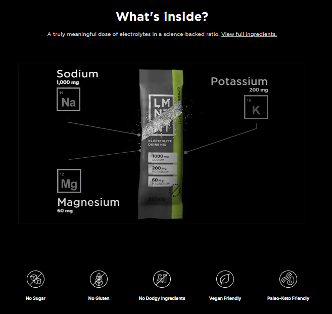 LMNT electrolyte drink mix ingredients