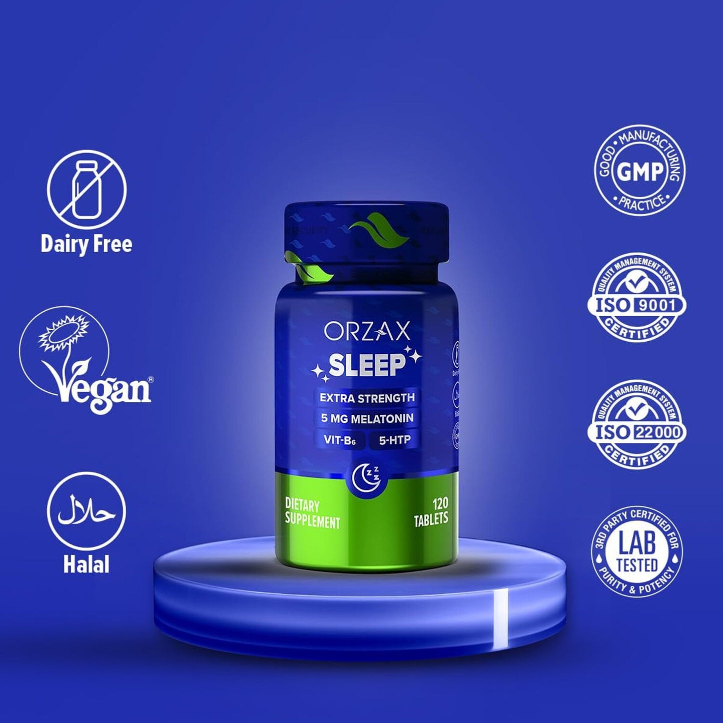 Sleep Melatonin 5 mg Vitamin B6 5-HTP Fast Asleep 120 Tablets