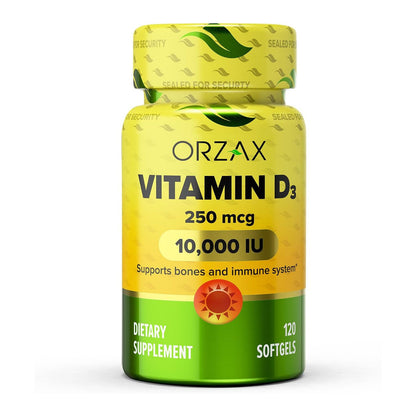Orzax Vitamin D3 10,000 IU 250mcg 120 Softgels