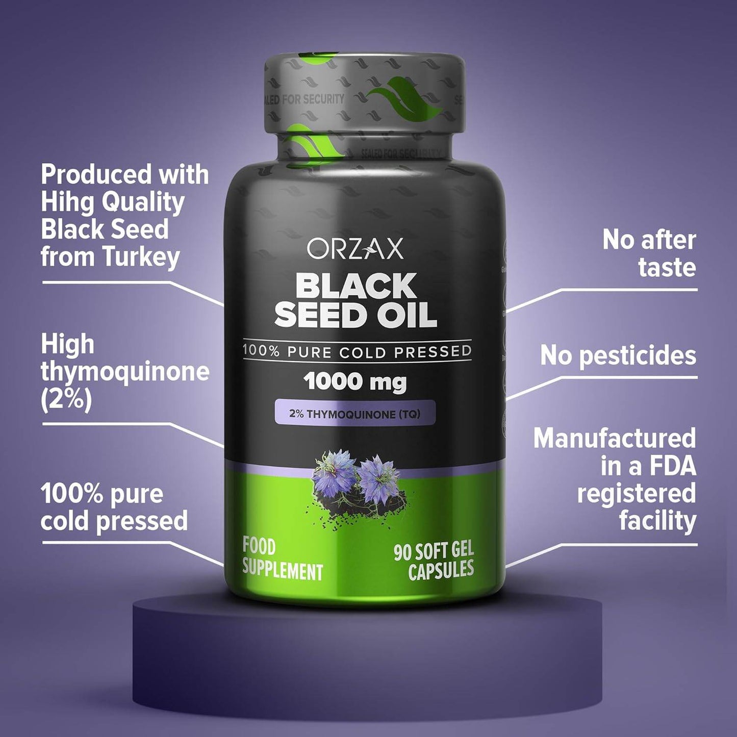Black Seed Oil 1000 mg 60/90 Organic Cold Pressed Soft Gel Capsules
