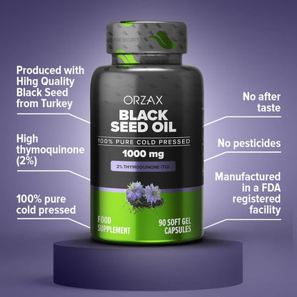Black Seed Oil 1000 mg 60/90 Organic Cold Pressed Soft Gel Capsules