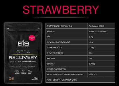 SiS BETA Recovery 500g Strawberry with Nutrition and Ingredients