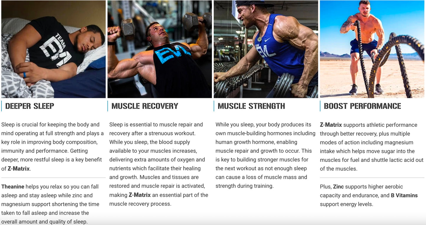 EVLution Z-Matrix ZMA 240粒 肌肉恢复与睡眠支持