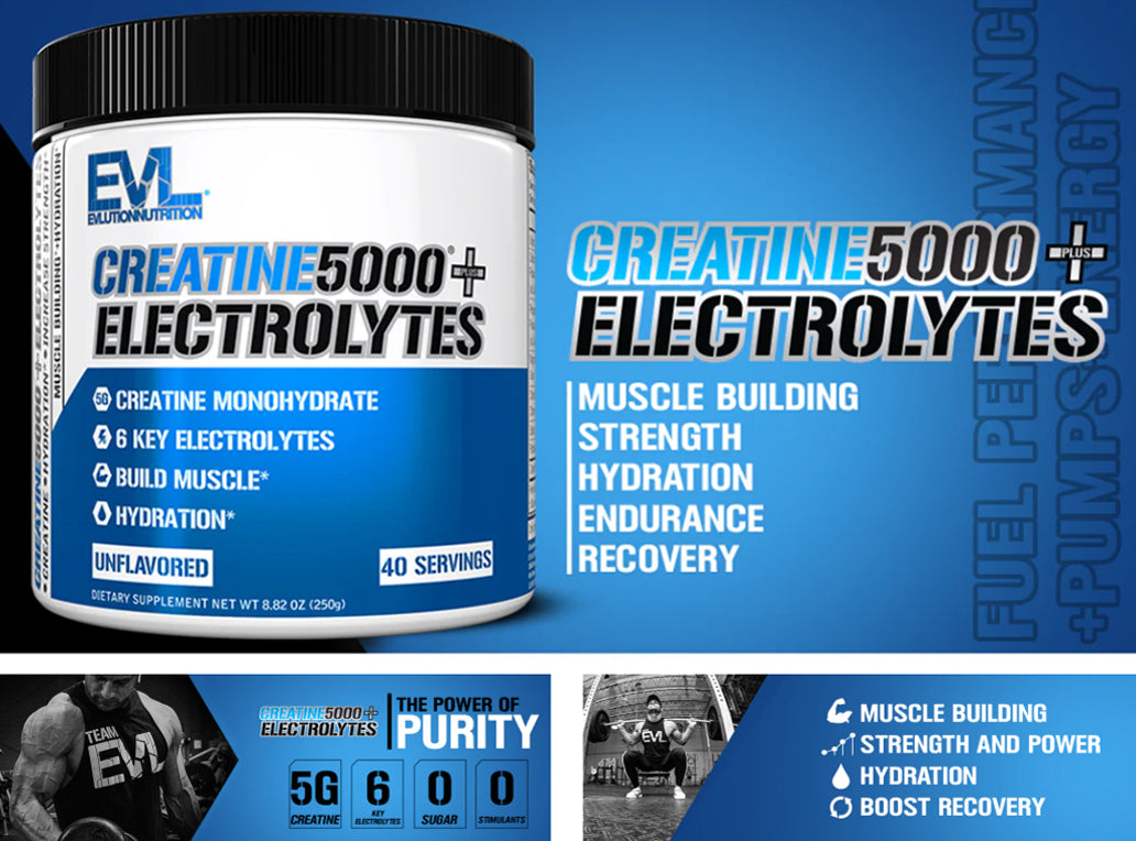 Evlution Nutrition Creatine 5000 + Electrolytes Powder